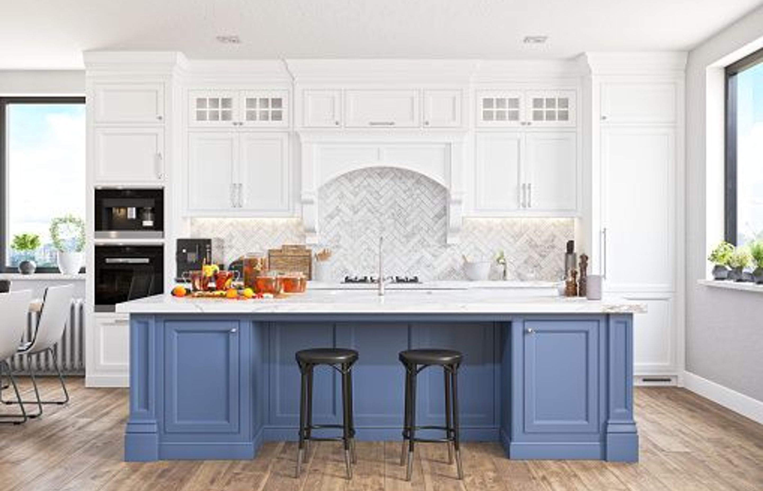 Blue and White kitchen colour combination | Photo Credit - iStock