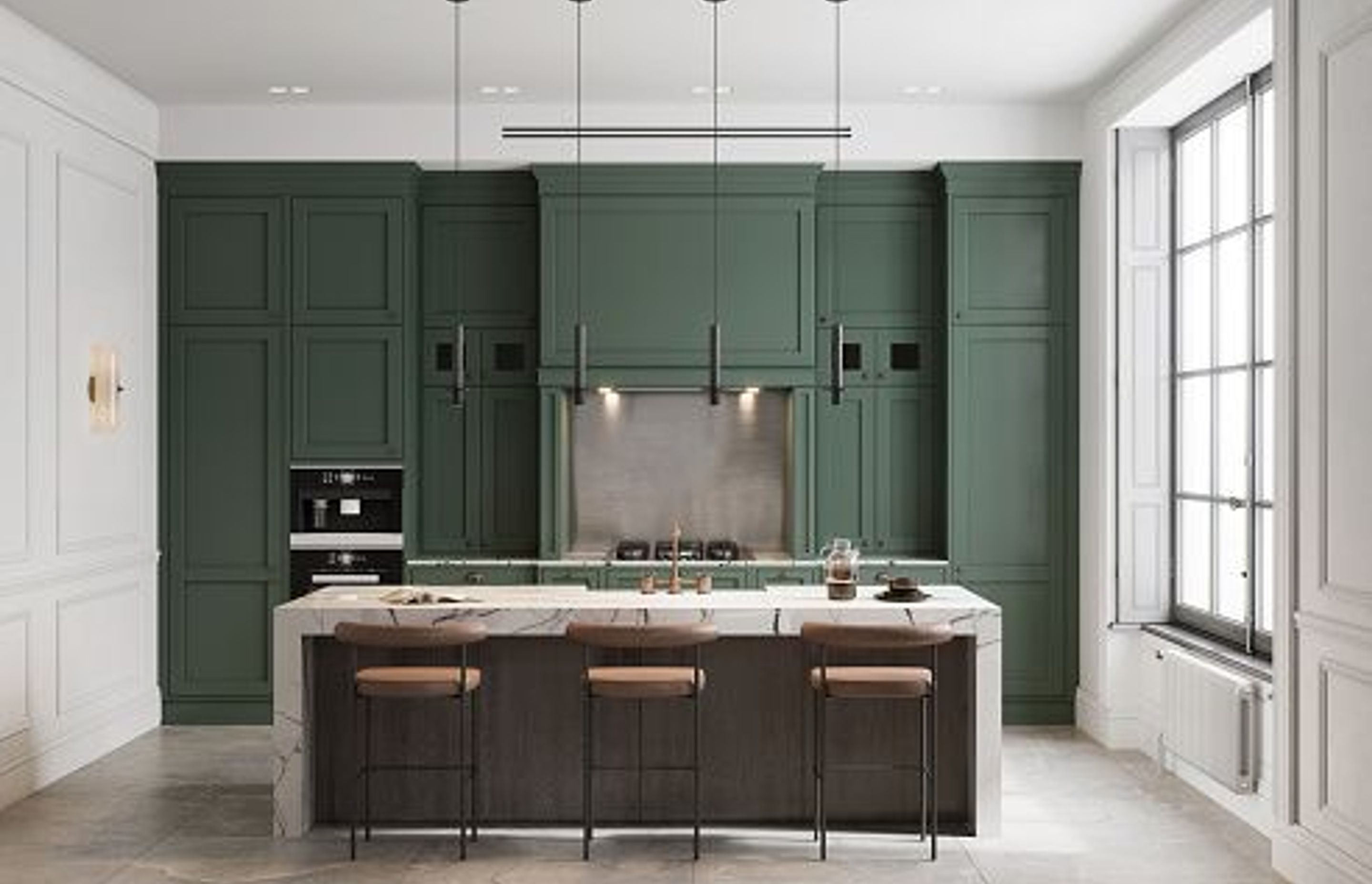 Green Kitchen with Reflective Elements | Photo Credit - iStock