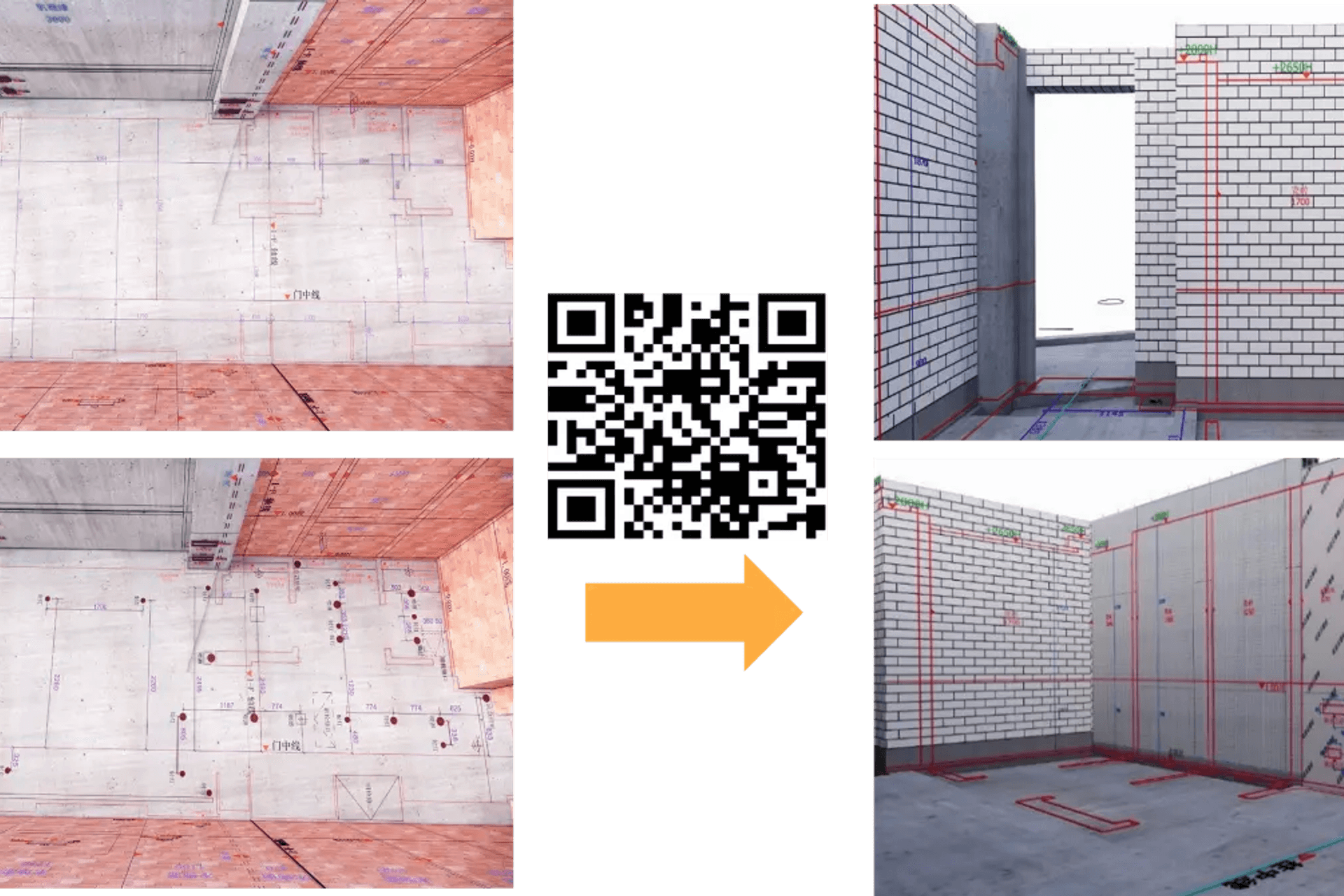 Mobile app VR visualization of construction layout