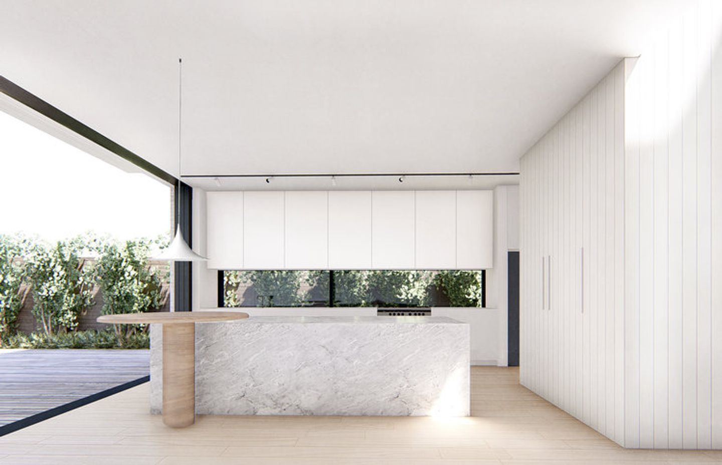 Bringing a sense of space and light into your home is key to a successful renovation. At Malvern House, we wanted to bring in light and ventilation from multiple sources, so incorporated a slot window as the kitchen splashback, as well as sliding doors opening out to the deck.