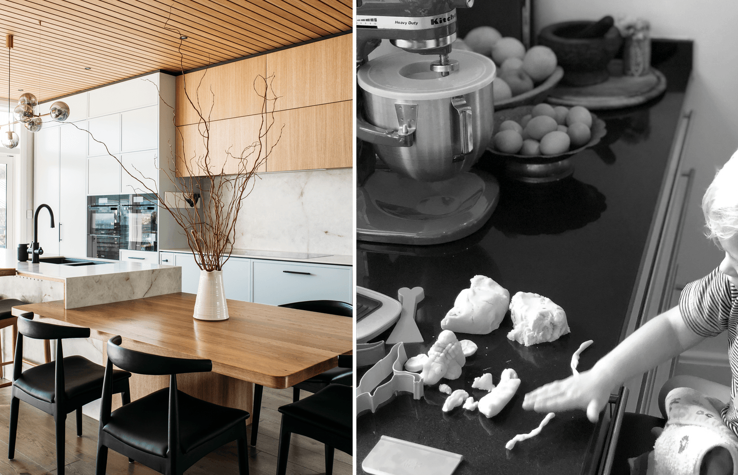 The island has become the kitchen table, and little hands are often there too. Design: Hello Home Interiors.  Photo Credit: Anna Briggs Photography + Hello Home