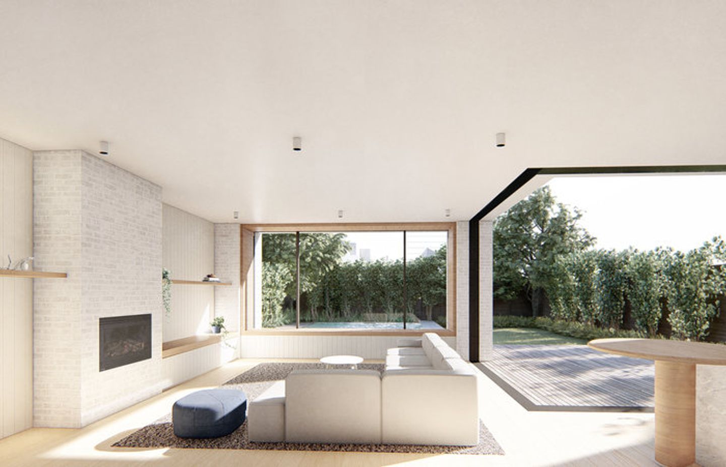 Blurring the boundaries between inside and outside helps to make the living area feel more spacious than it actually is.