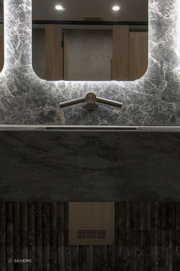 Marble tiles offer unique patinas.