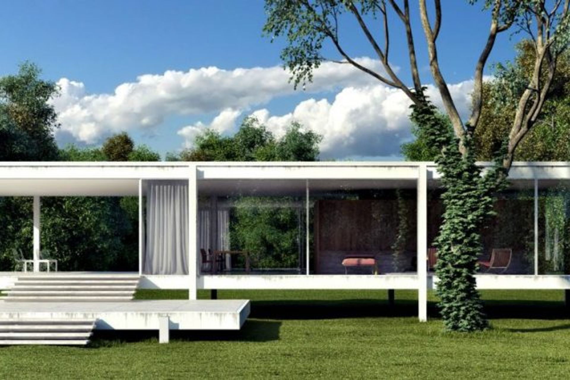 Farnsworth House, Mies van Der Rohe | Source: https://covetedition.com/news/recognising-value-mid-century-modern-architecture/