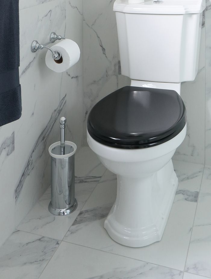 Toilet brush holders and toilet roll holders can be made of the same material.