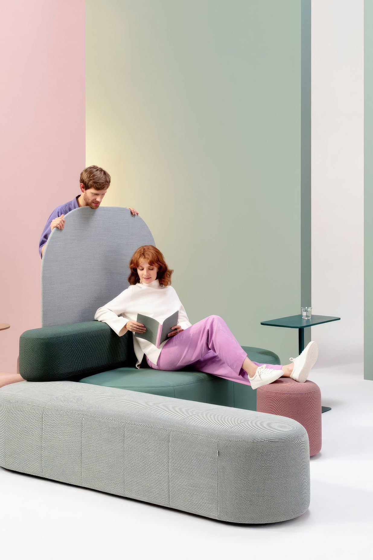 Revo was designed by Pearson &amp; Lloyd for Flokk brand Profim, combining circular thinking with playful design to create a lightweight and versatile workplace furniture system.