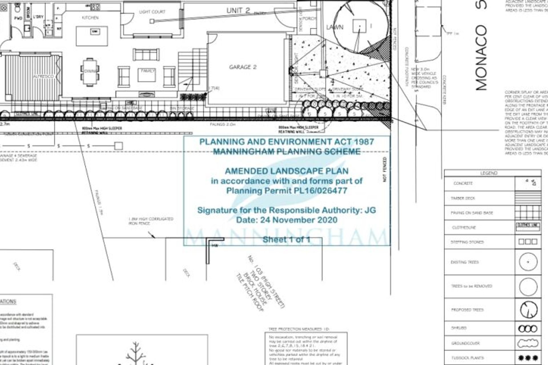 Specifications for a Landscape plan for Town Planning purpose.