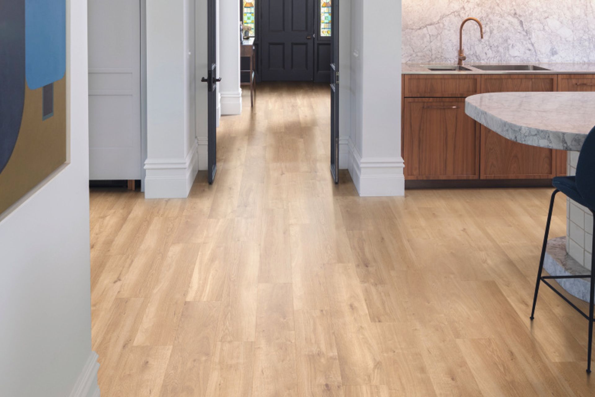 Vinyl flooring will stand the test of time in a busy home environment, as well as high-traffic commercial areas.