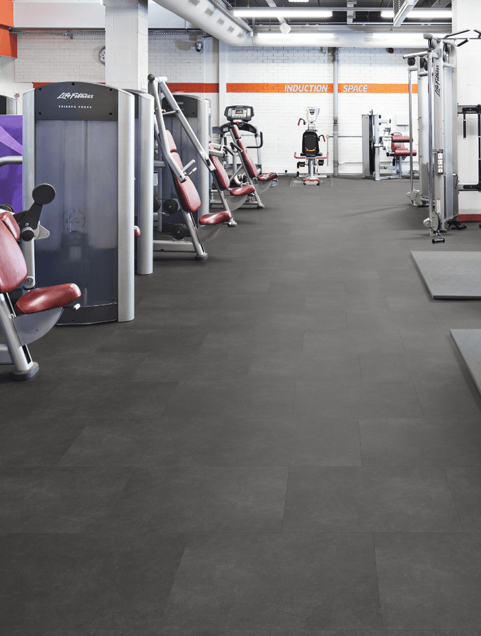 Vinyl is a common material for commercial floor tiles.