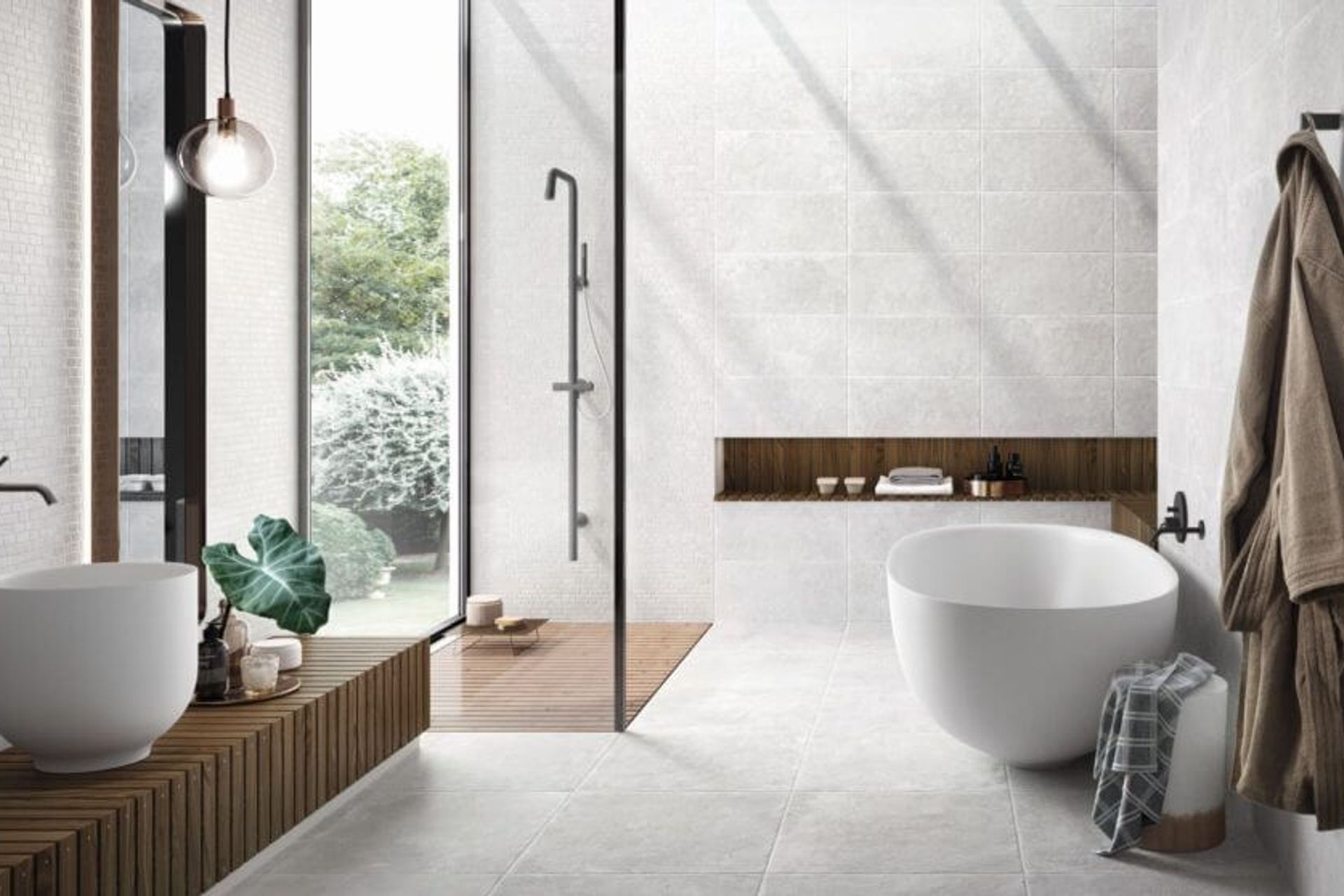 Pictured: Chateau Blanc porcelain tile