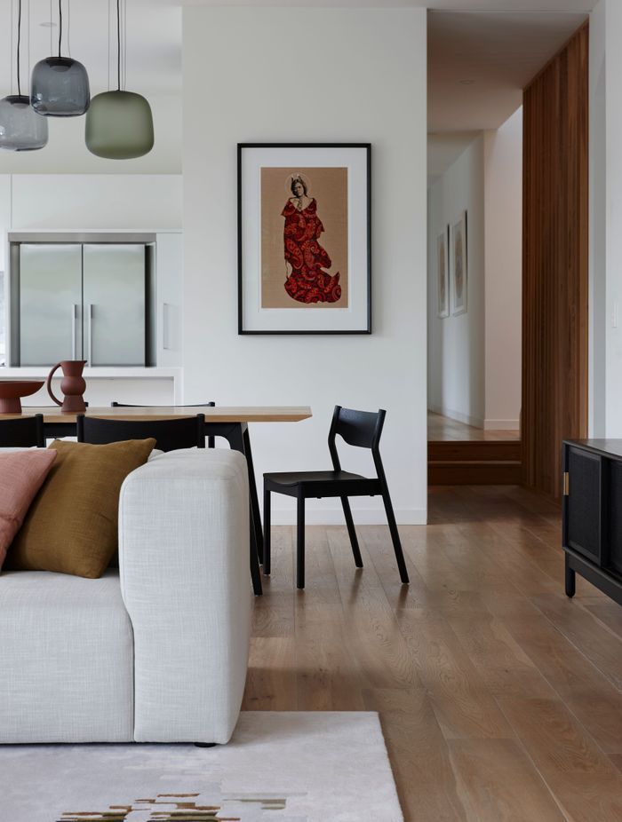 A Tim Webber lounge is a perfect base to the custom cushions and coloured light pendants from Città.