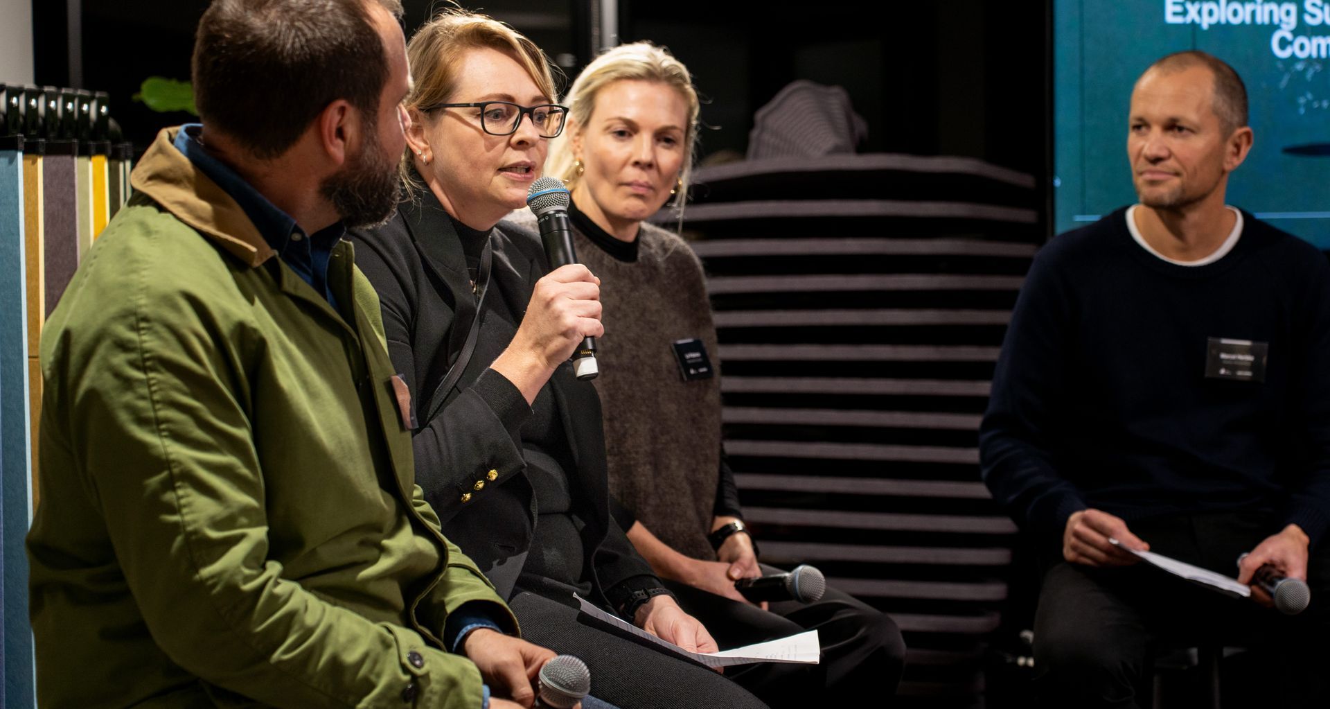 Panel: Jonathan Mountfort, Creative Director at Autex Acoustics; Jaime Lawrence, Associate at Athfield Architects; Liv Patience, Co-Founder and Creative Director at Material Creative and Marcel Herbke, GM of Sales at Autex Acoustics