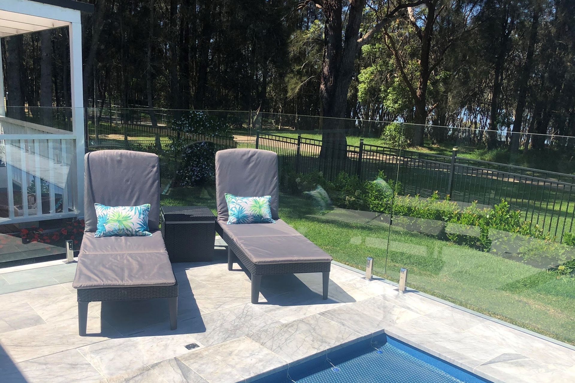 Another advantage of Aussie Undercover's seamless pool covers is furniture can be used on top of them, so you don't lose any space.