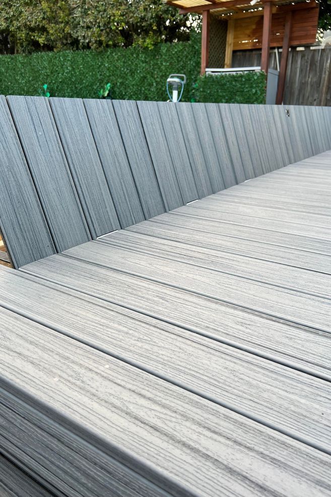 The pool cover lid is easily lifted up for when it needs to be used.