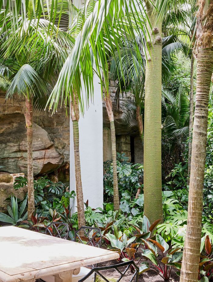 Now embedded in the hill, the home’s lush landscaping is central to its success with towering palm trees and a mix of native and exotic plants creating a sanctuary-like environment for its inhabitants.