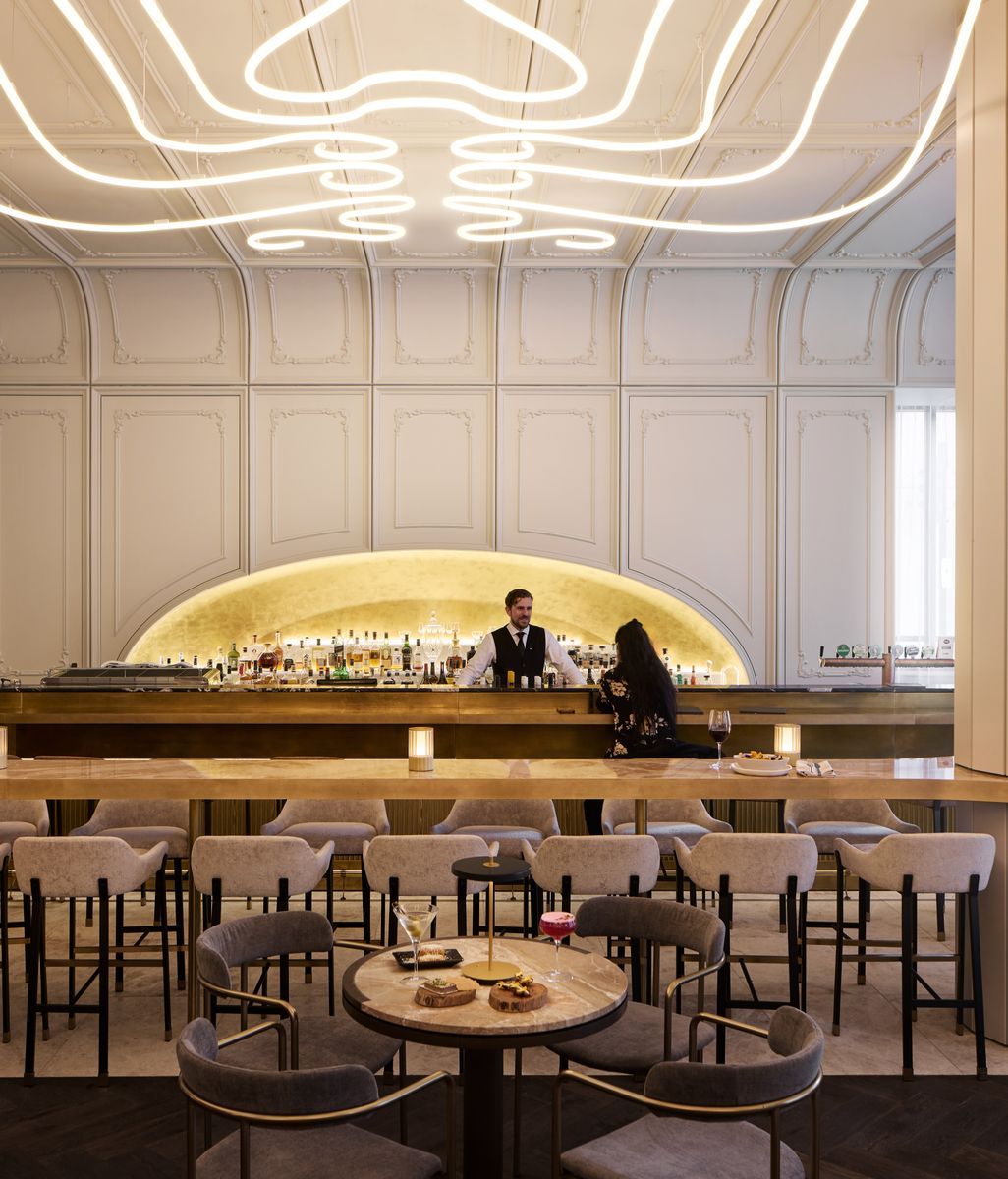 Innovative design iIlluminates an Art Nouveau-inspired hotel restaurant