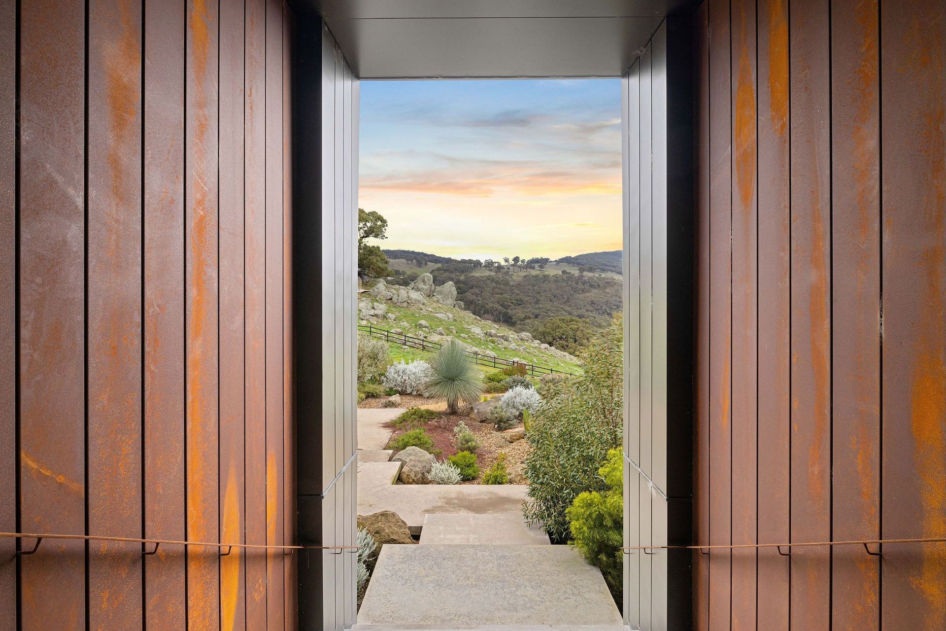 Corten steel naturally oxidises over time, creating a beautiful patina that blends in with the surrounding landscape