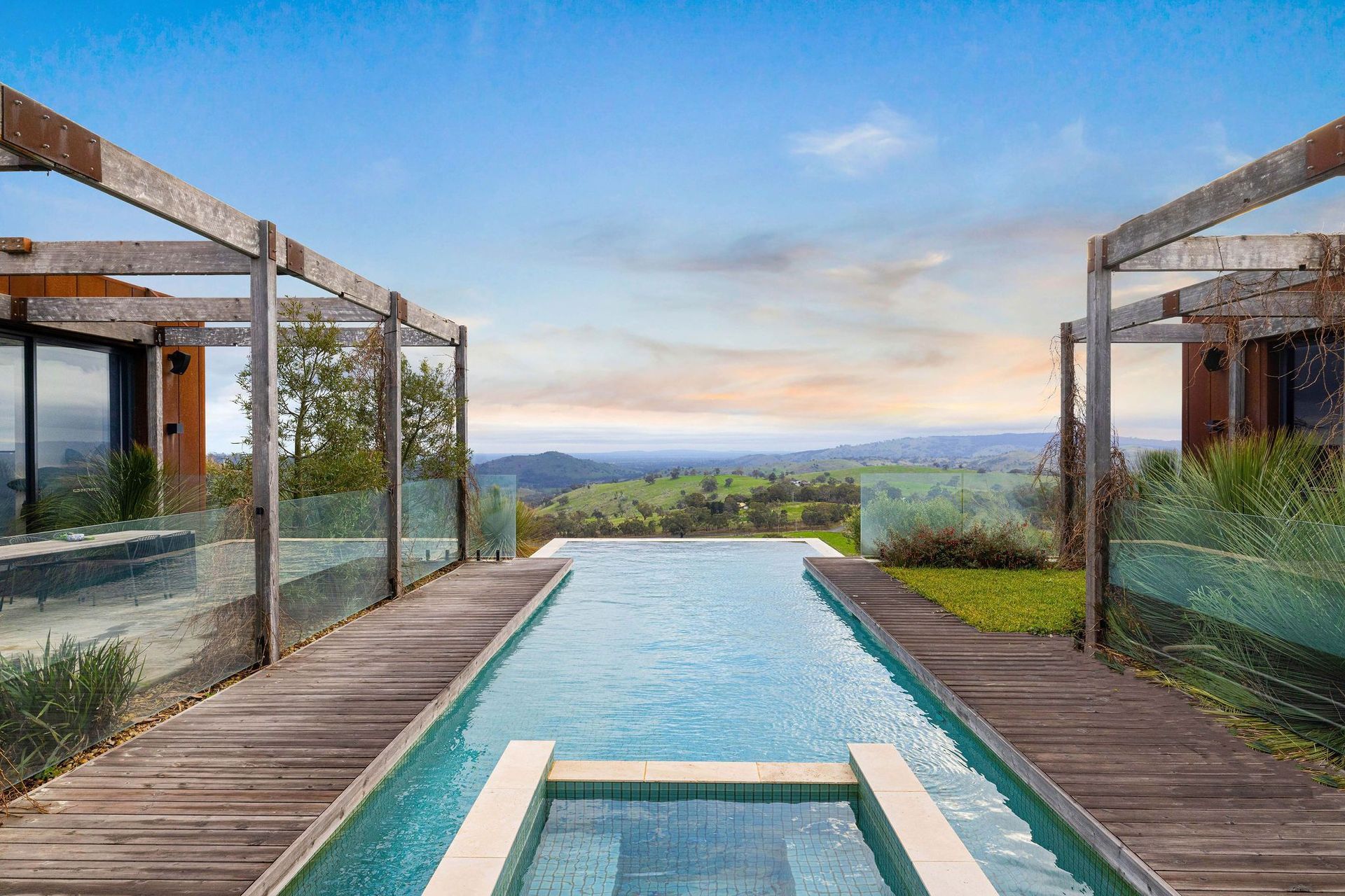 Looking out across the valley from Euroa House's pool