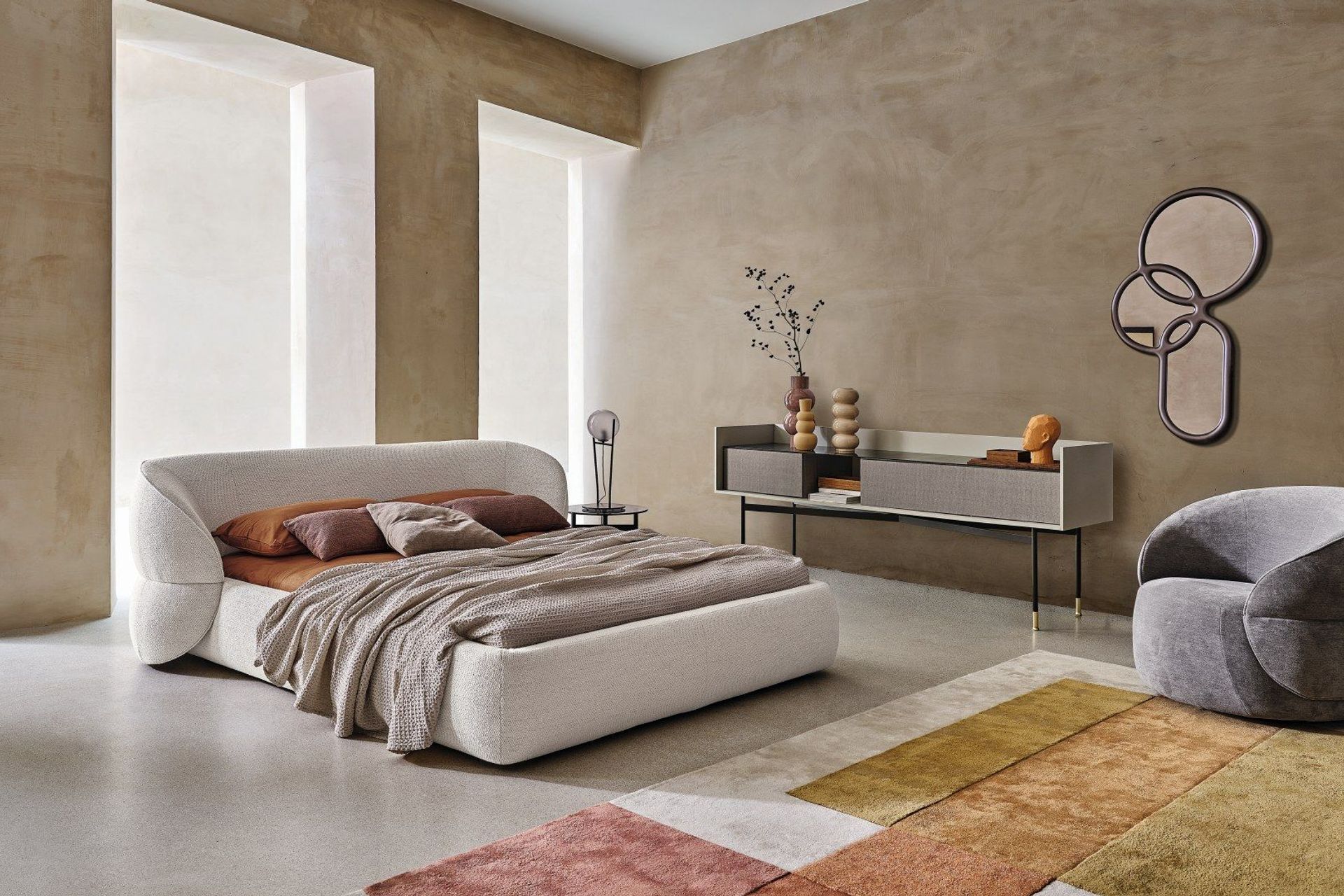 The Clip bed and a great example of using complementary colours, shapes and textures in a room