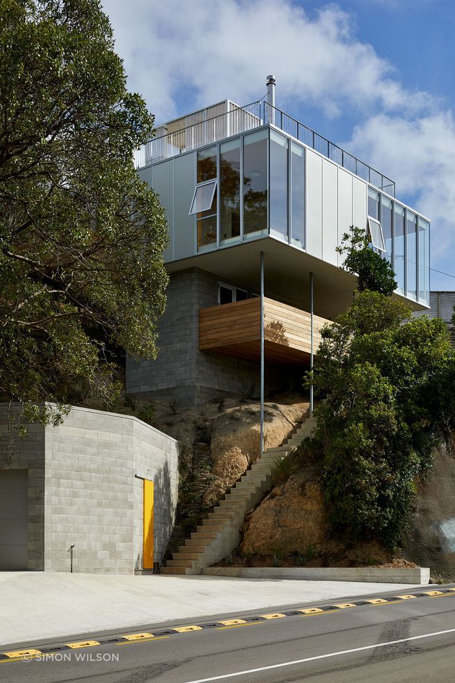 The family home was designed by Patchwork Architecture and built by Dorset Construction. It was a tricky site, but rocky, which provided a good foundation.
