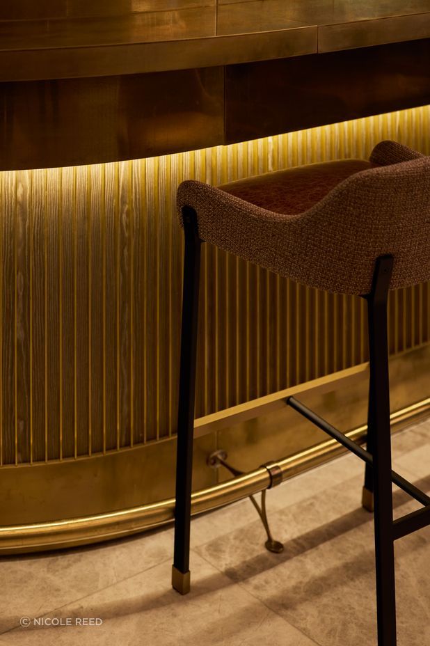 Brass detailing is seen throughout the restaurant.