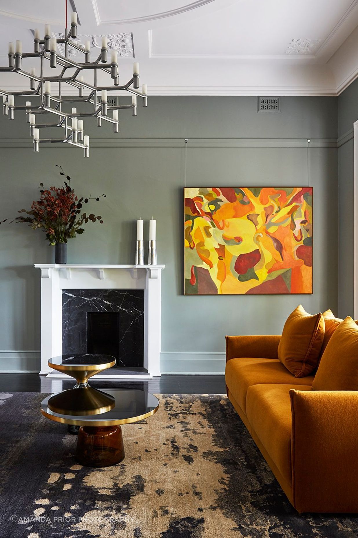Artwork and feature lighting were key pillars of the interior design