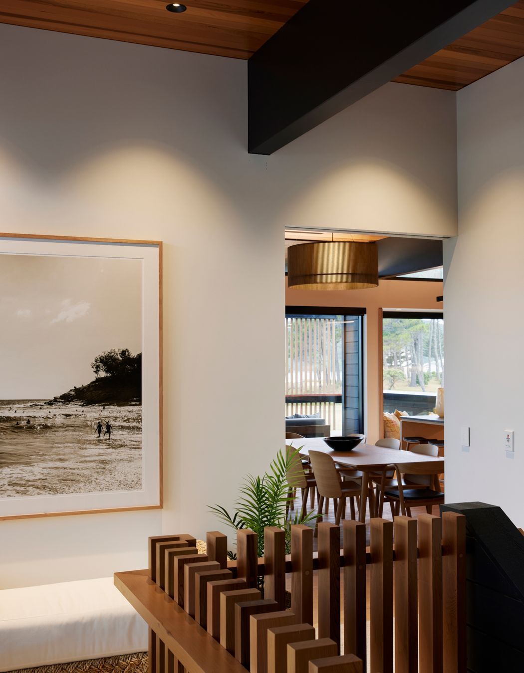 The stairwell is reminiscent of sand dune fencing. ”It's a play on that interior-exterior kind of notion.”