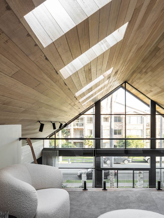 Illuminated by skylights.