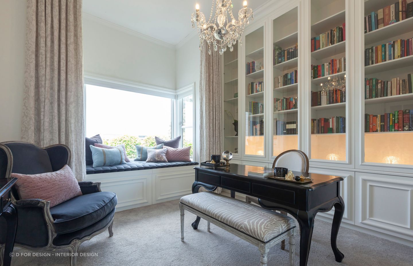 The window seat overlooks Wellington Harbour.