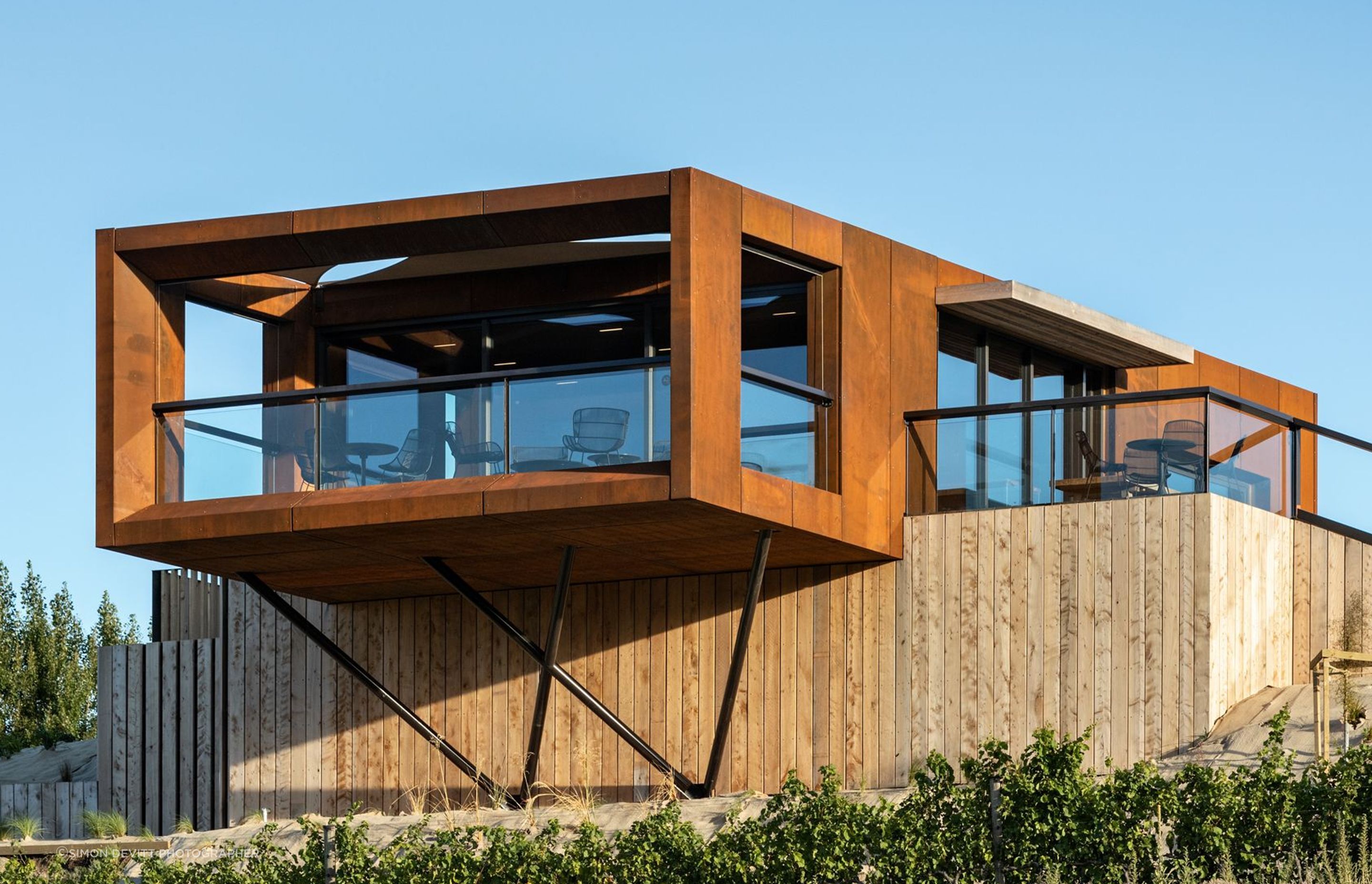 The eye-catching Te Kano Estate cellar door in Bannockburn by Hamish Muir and Matthew Barbour of Mason &amp; Wales Architects is a deceptively small and crafted design. “It's like a treasure box,” says Hamish.