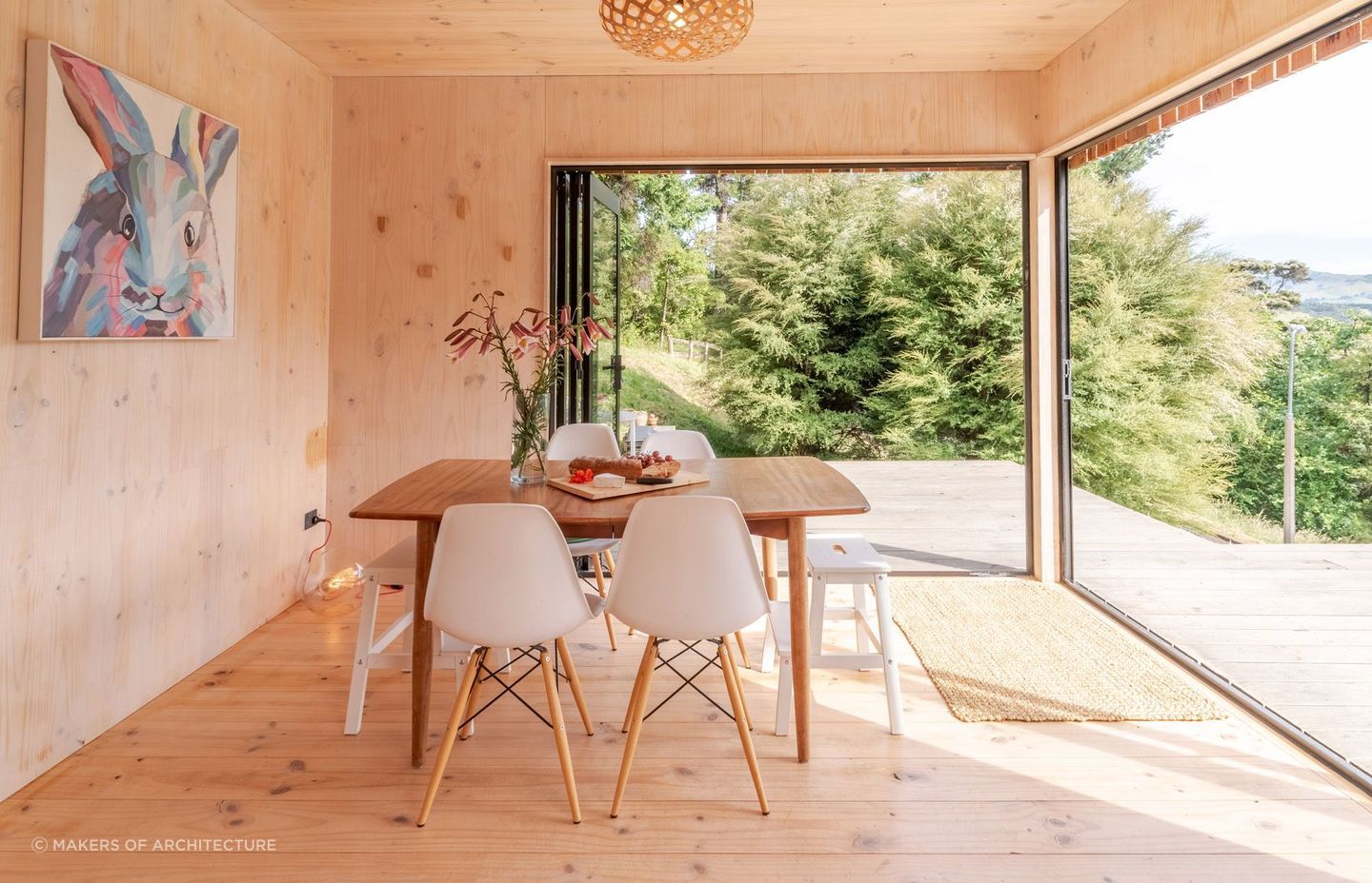 The dining area opens up beautifully onto a decking space with views