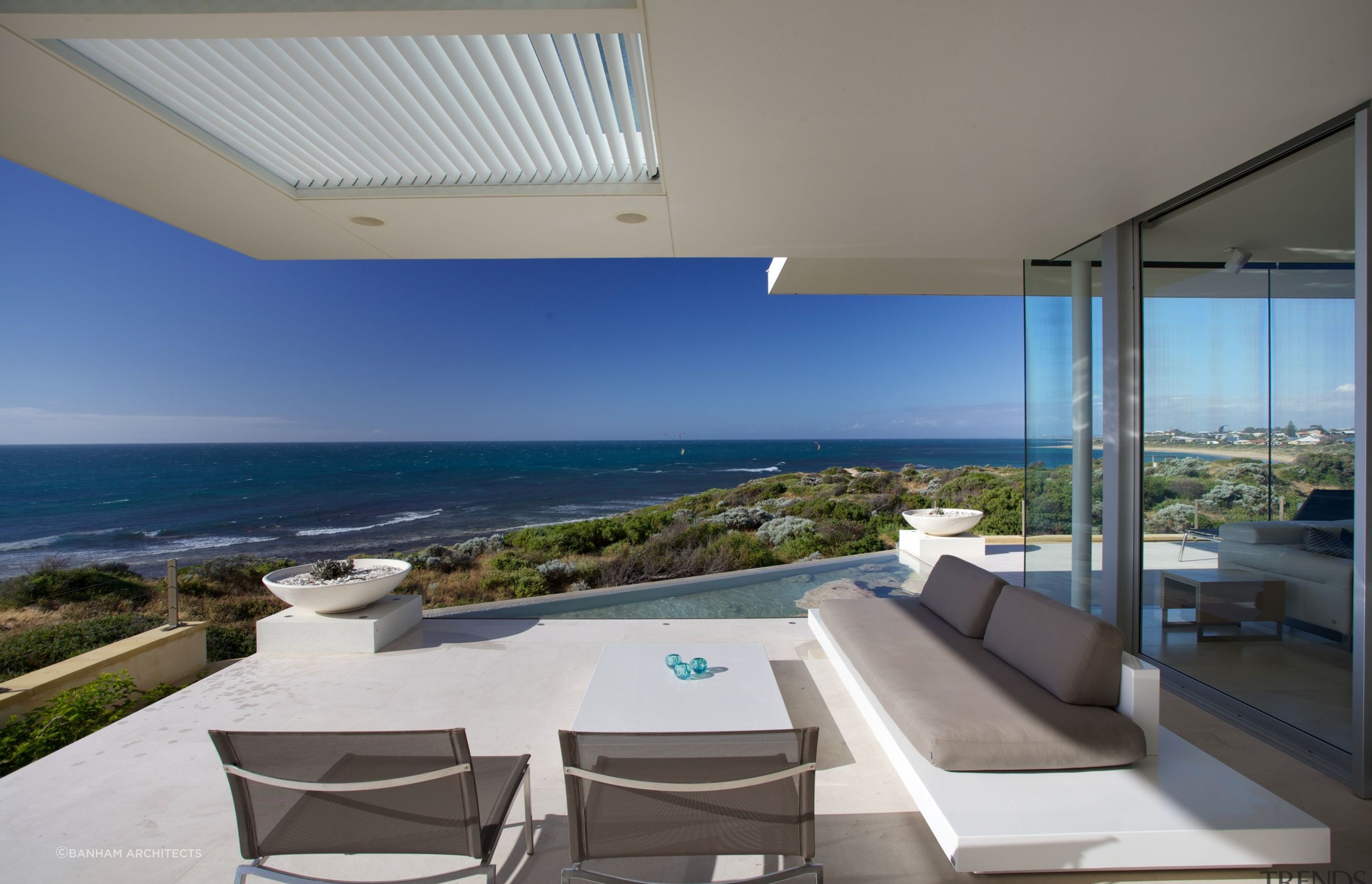 The stunning view can be enjoyed from the comfort of an outdoor lounger or the pool. Photography: Annetta Ashman.