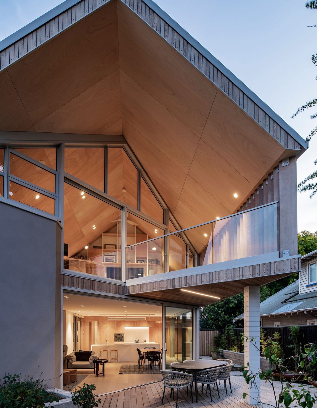 Different types of timber were used throughout, for cladding and interior applications.