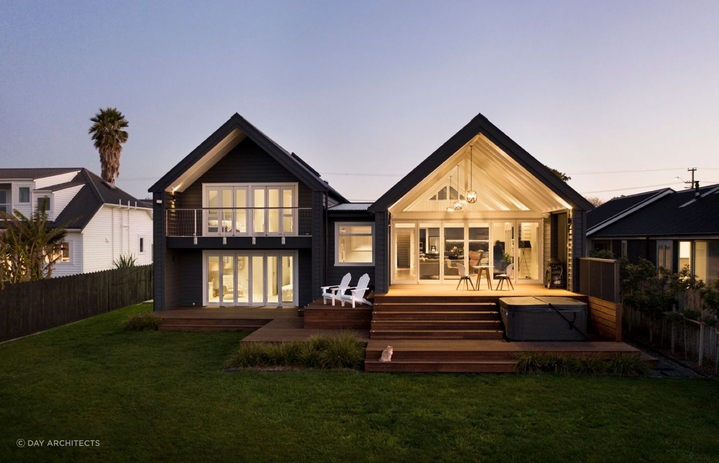 The dramatic form of the double pavilion home at Beachlands. | Photography: Jessica Chloe