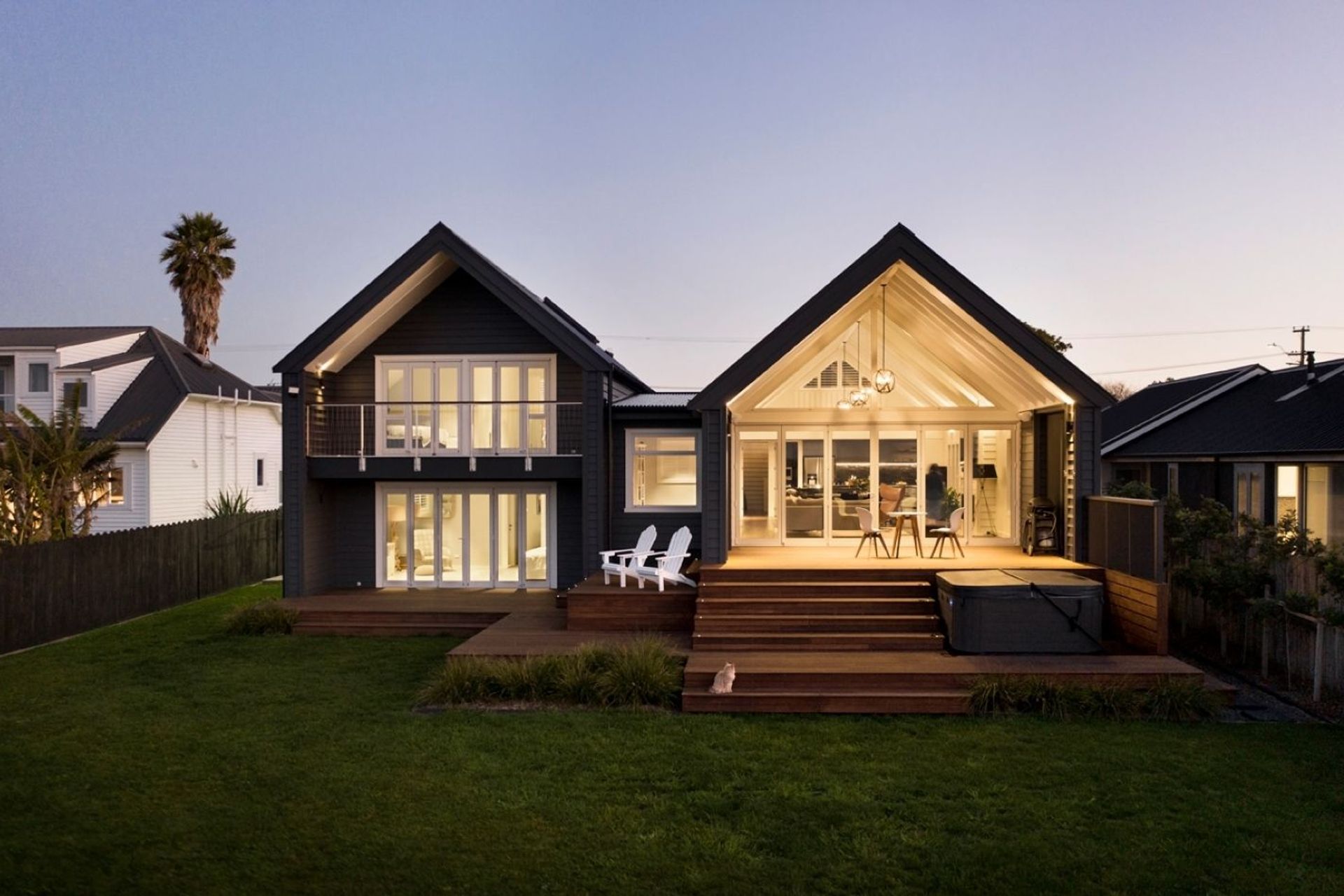 The dramatic form of the double pavilion home at Beachlands. | Photography: Jessica Chloe