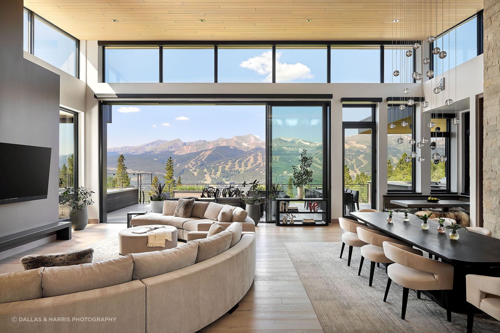 Even before entering KA DesignWork's Breckenridge, Colorado project, stunning views of Peak 10 and the Ten Mile Range are visible in the distance.