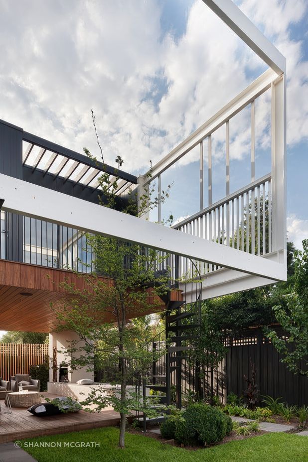 Stepping House features a secret side entry and a romantic spiral stair to take young adults to their retreat which includes bedrooms with ensuites, a rumpus that is now young adults lounge and a balcony of their own.