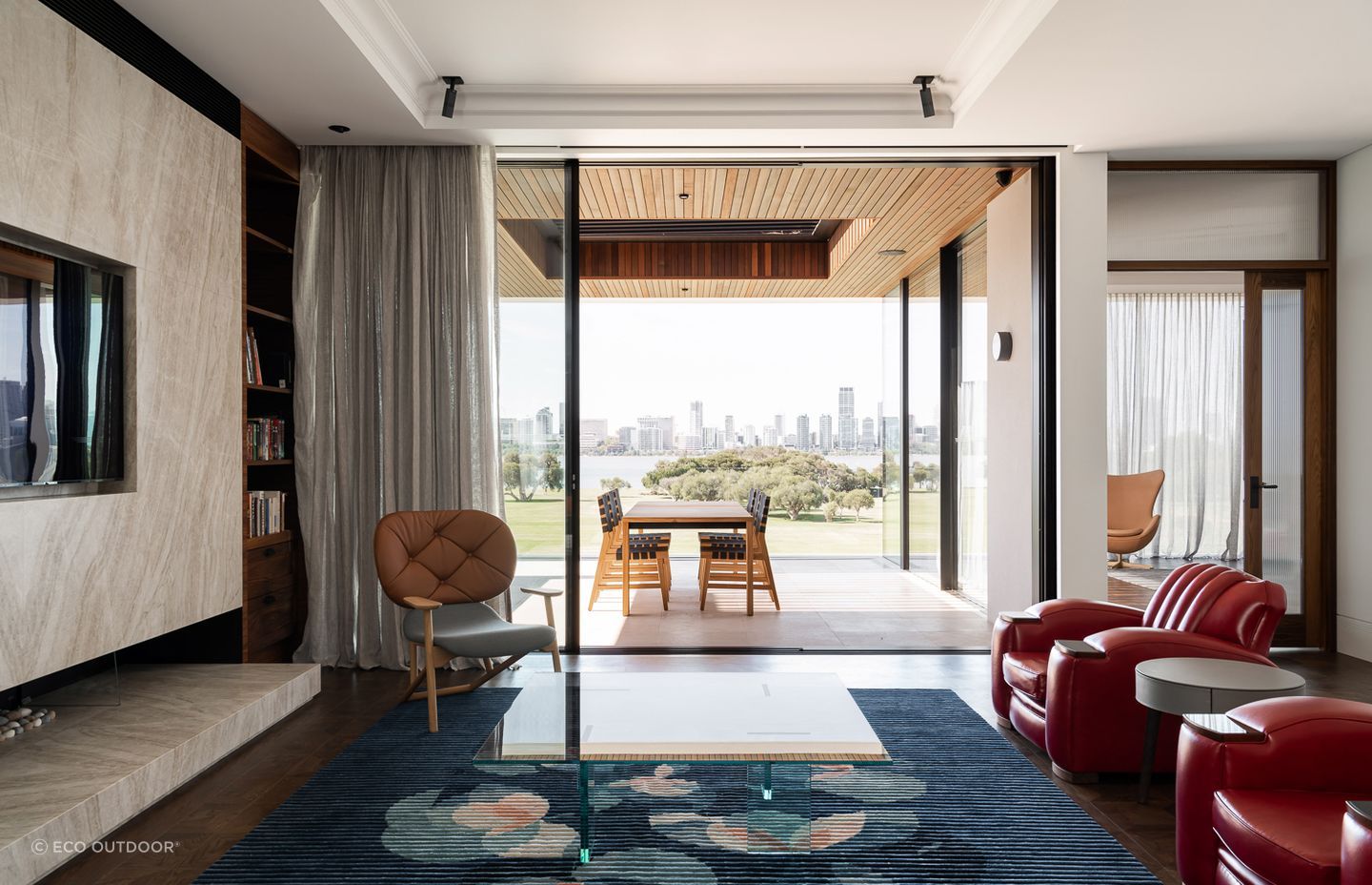 The luxurious Bronte Outdoor Dining Table constructed from galvanised steel and solid teak