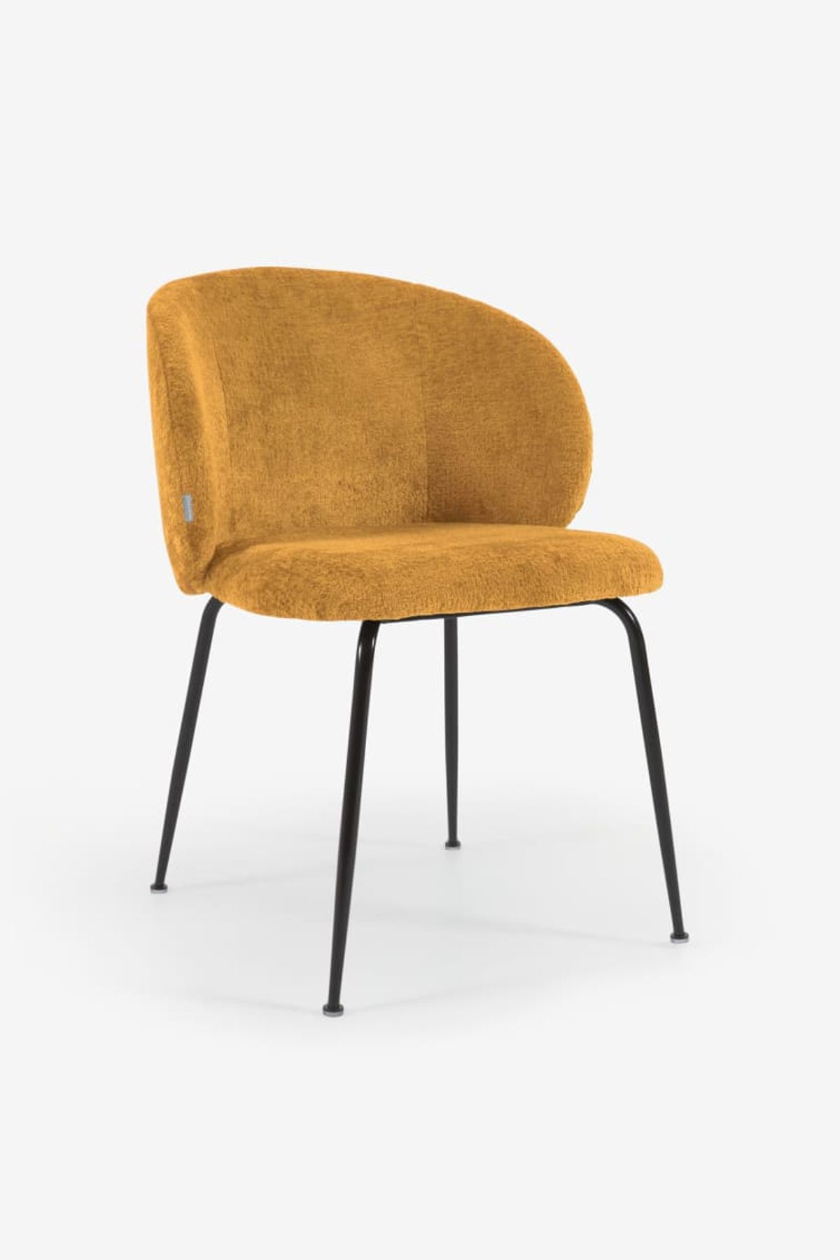 Mustard chenille Minna chair with black finish by Kave Home