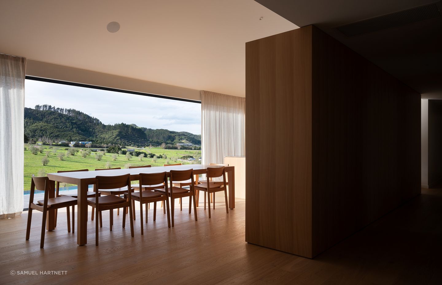 The huge 13 metre-long doors looking out to the greenery beyond were a particular challenge to construct.