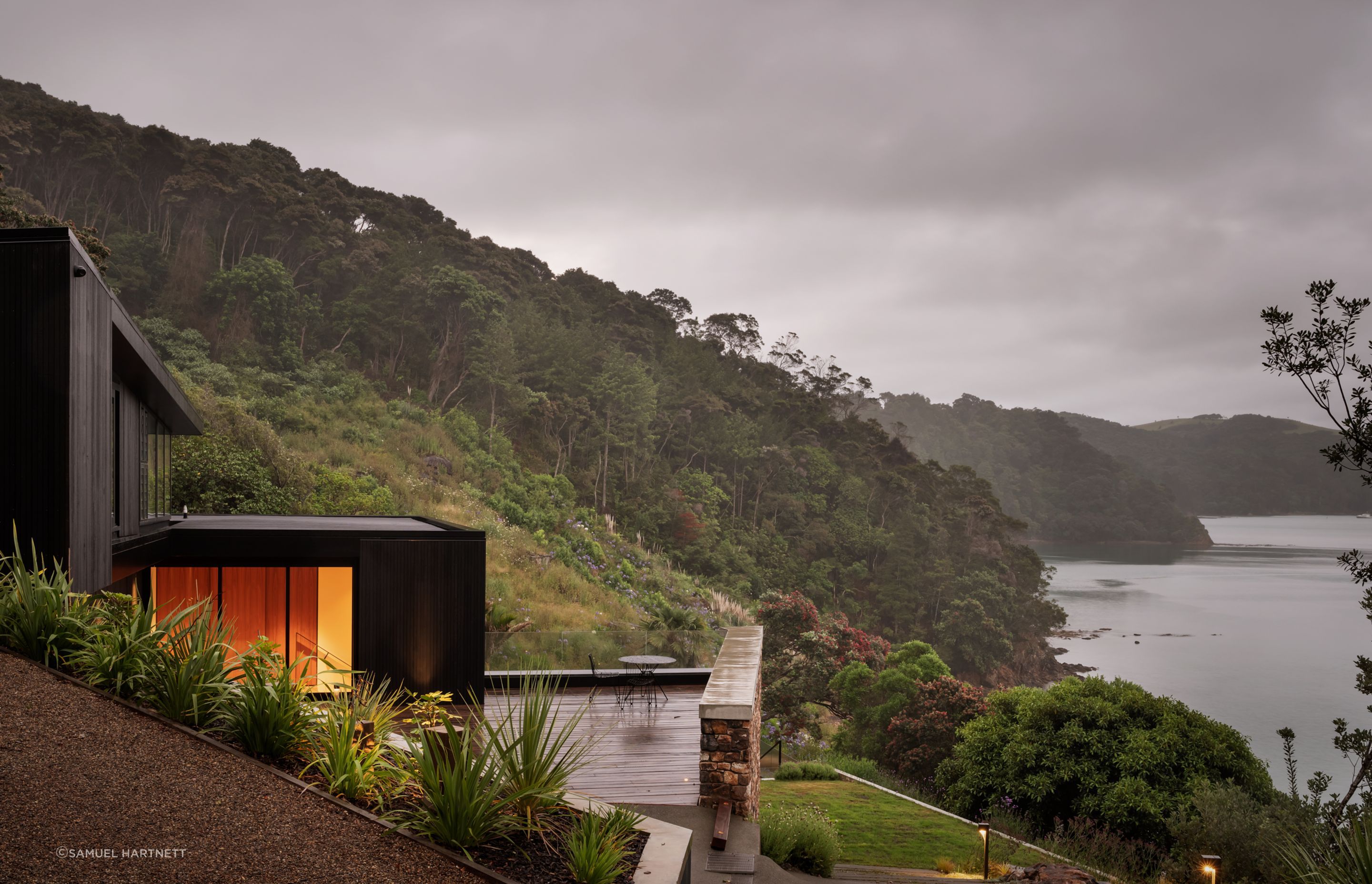 The site is on a remote part of Waiheke Island. “Everything's made in components: you can’t have great big elements, because it can't get down the driveway.”