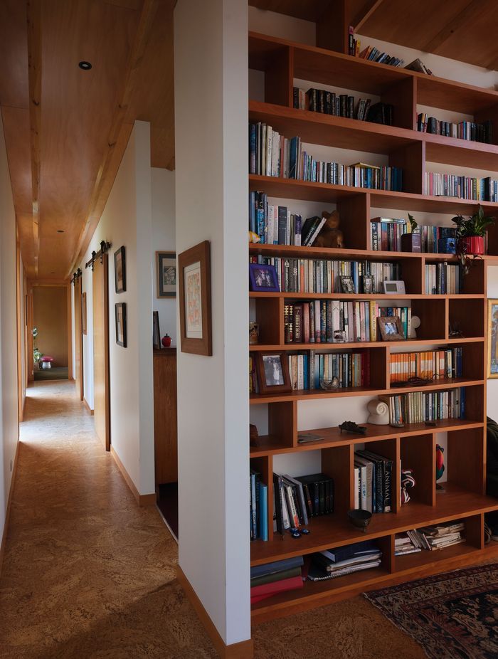 The entry library and hallway to the bedrooms.
