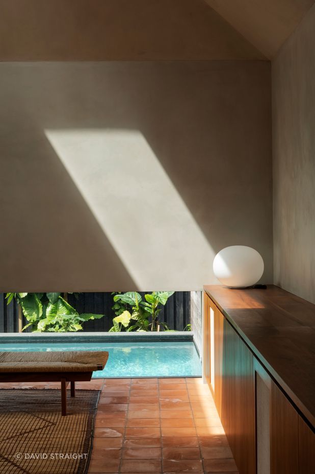 For a family with three young children, the extension opens out to space for a courtyard and pool area.