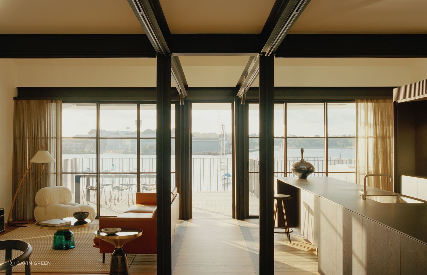 The original fisherman's house is transformed into an open plan living space drenched in light.