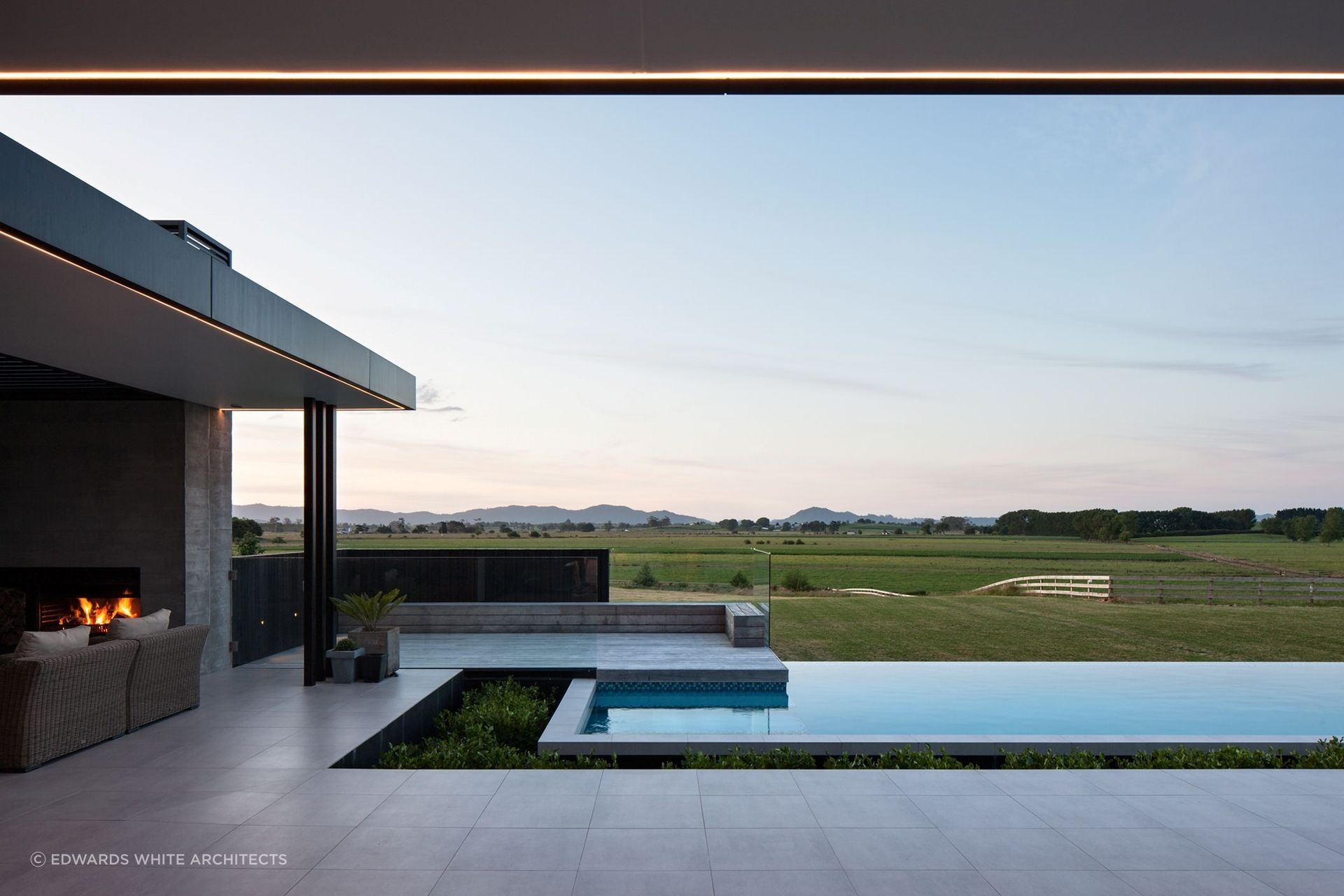 The stunning view of the Hakarimata Ranges from inside the home.
