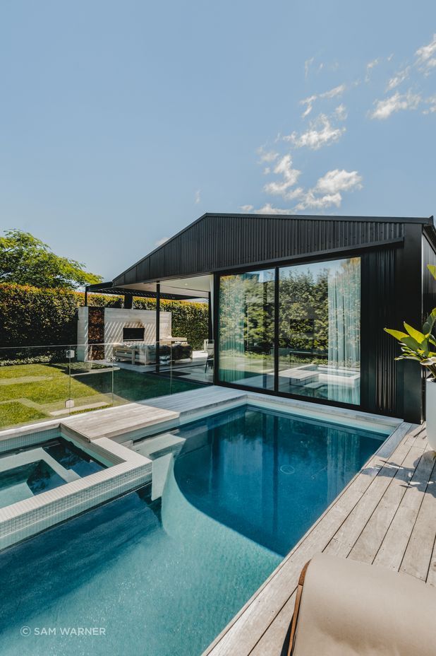 The addition of a pool creates a resort feel.