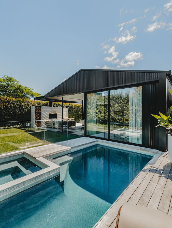 The addition of a pool creates a resort feel.