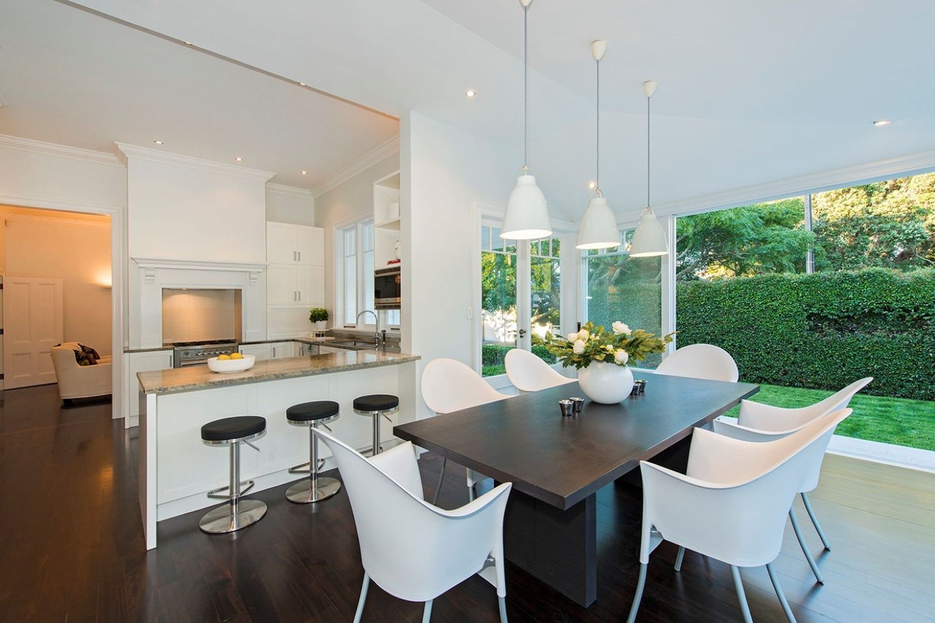 The dining room and kitchen were fully updated for modern day life.