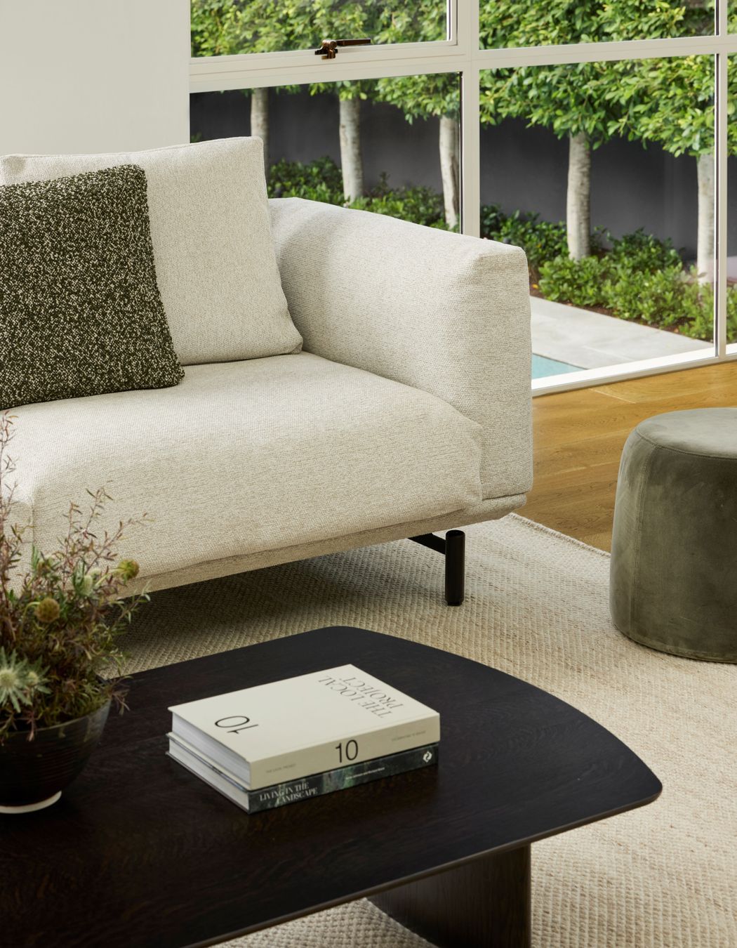 The Portland coffee table is displayed in the new smoked oak stain—a shade Kett developed as a midpoint between our light walnut and exhibition stains.