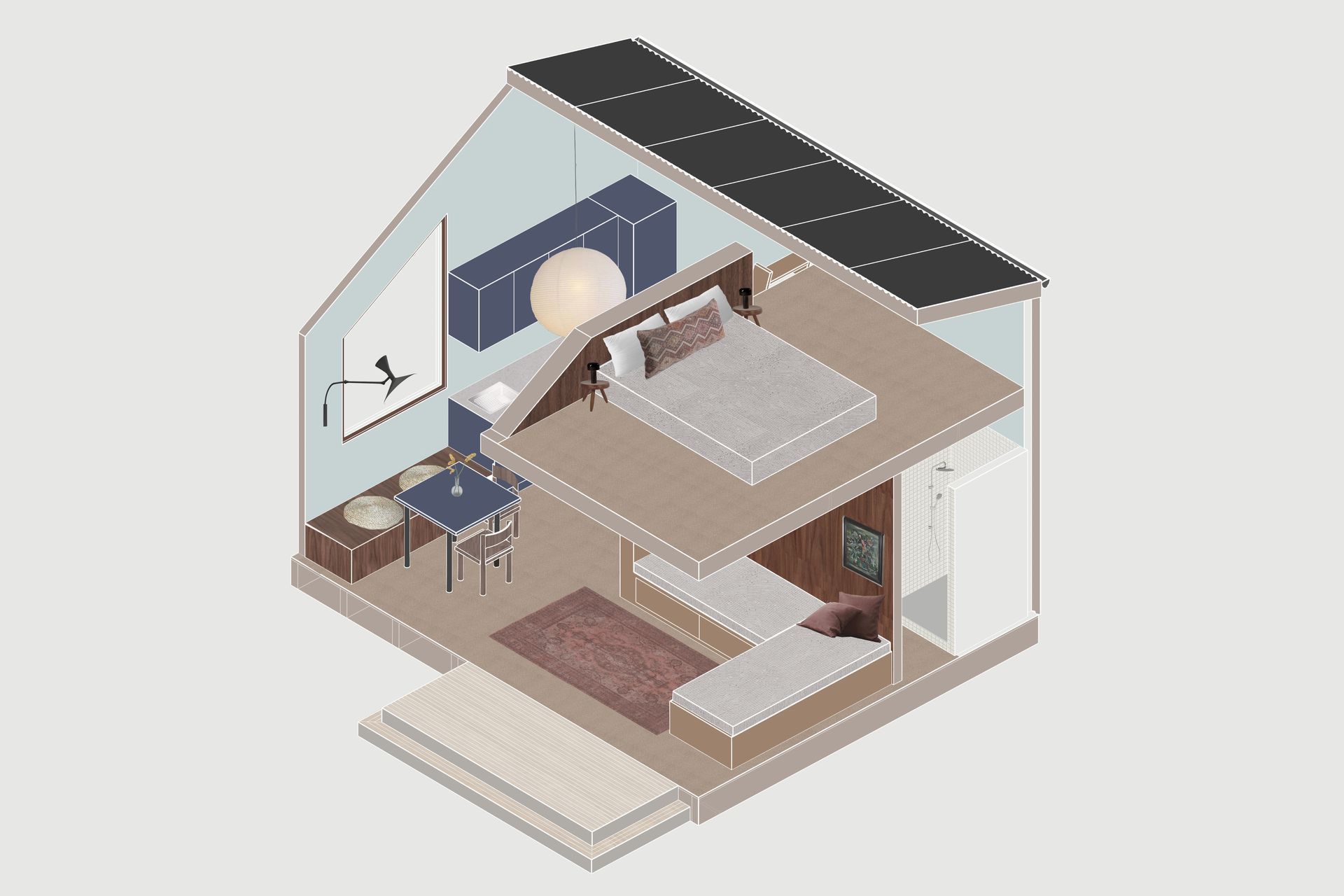 Interior render of the Cabin Petite.